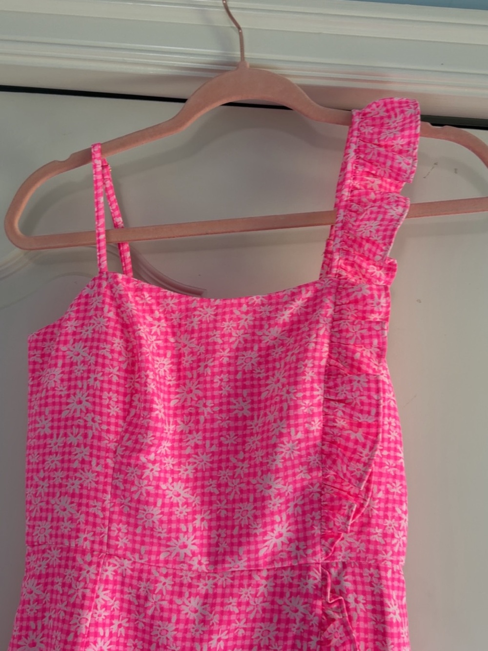 Lilly Pulitzer One-Shoulder Pink Floral Ruffle Mini Dress - Picture 2 of 5